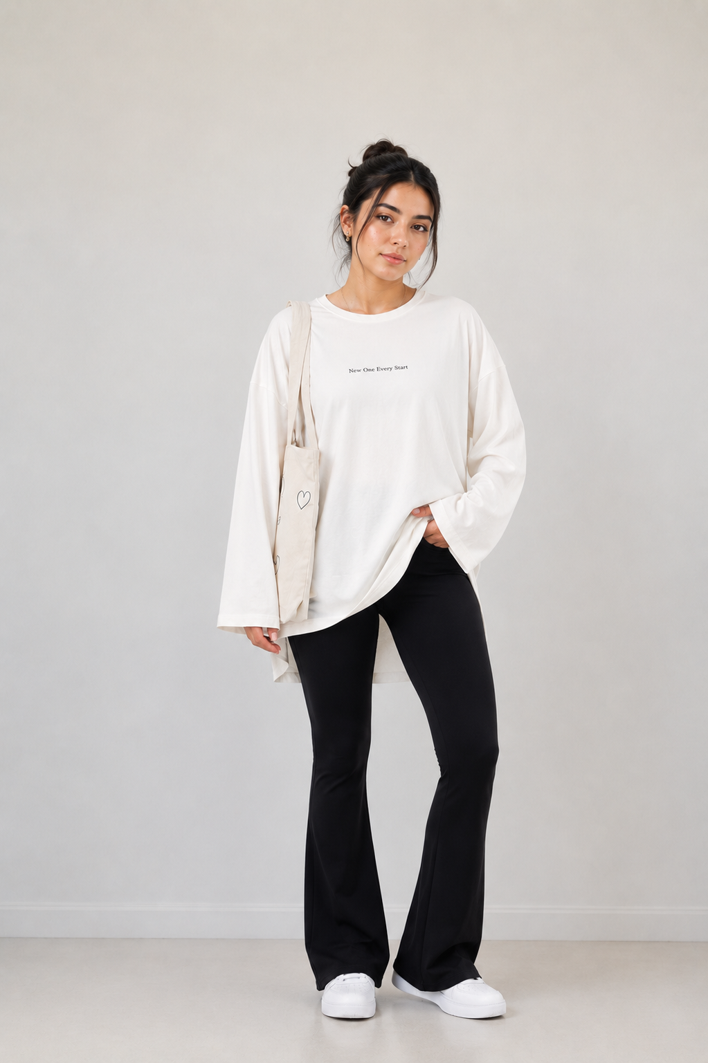 Premium Oversized Long Sleeve T-Shirt - Off-White