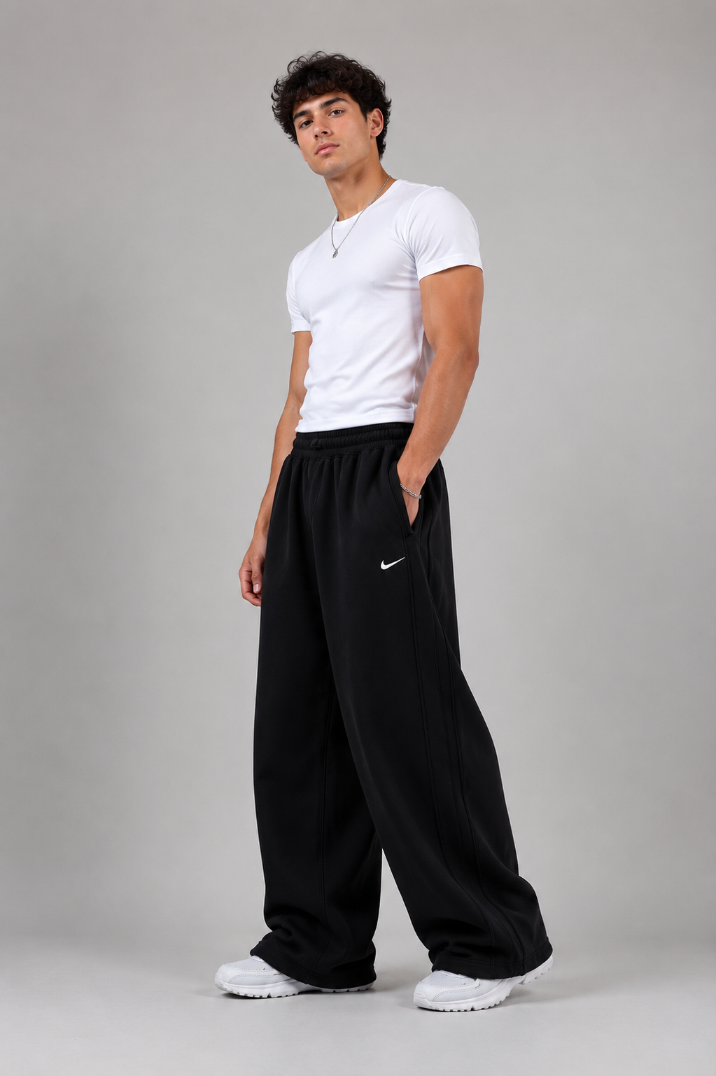 Premium Relaxed Wide Sweatpants - Black