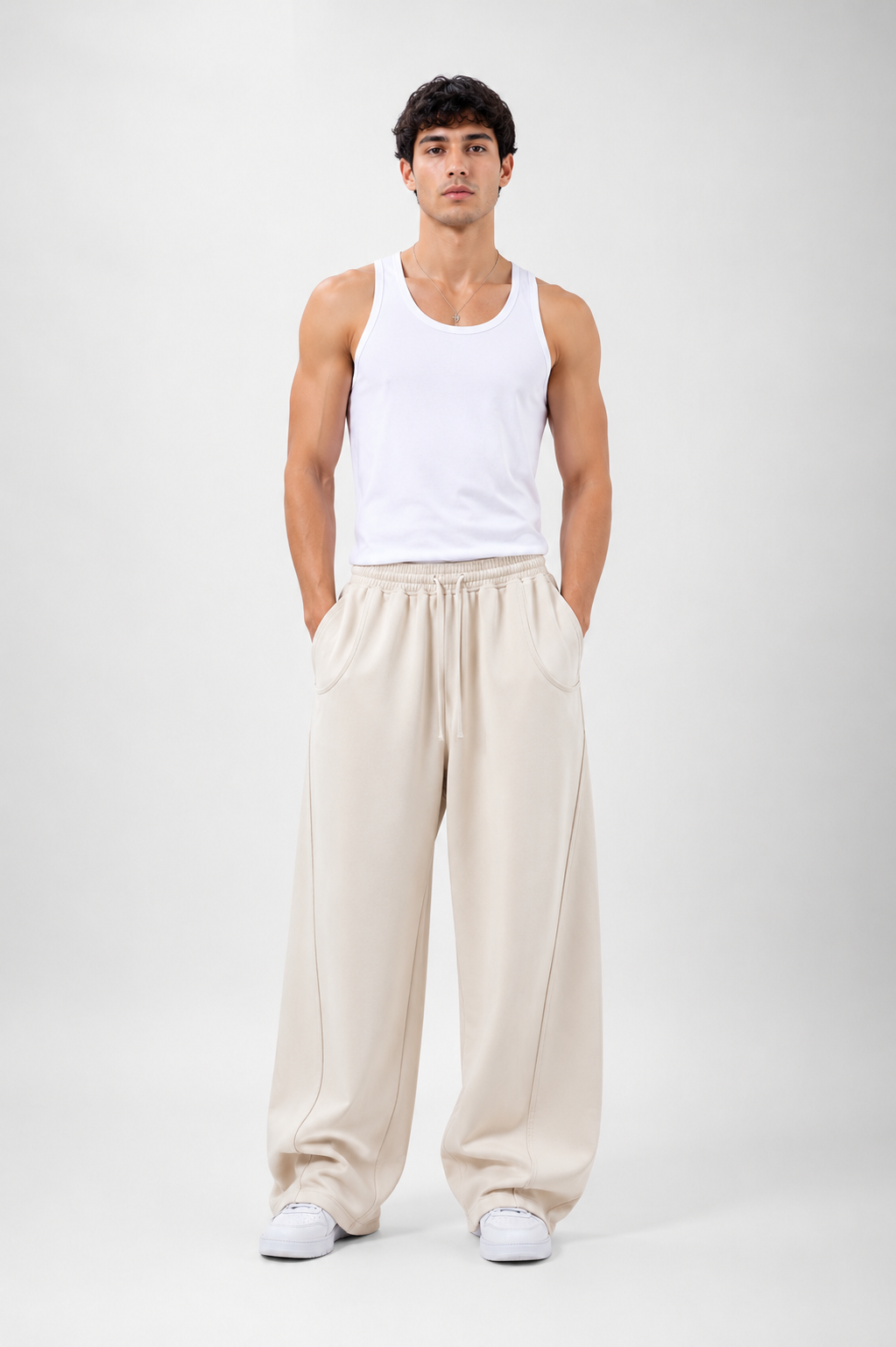 Flow Wide-Leg Sweatpants - Beige