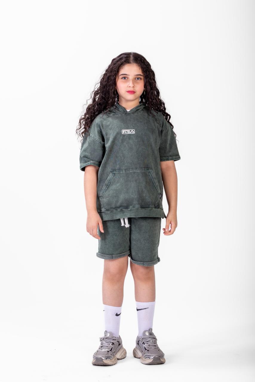 Riviera Mini Streetwear Set -  Olive Green - Girls